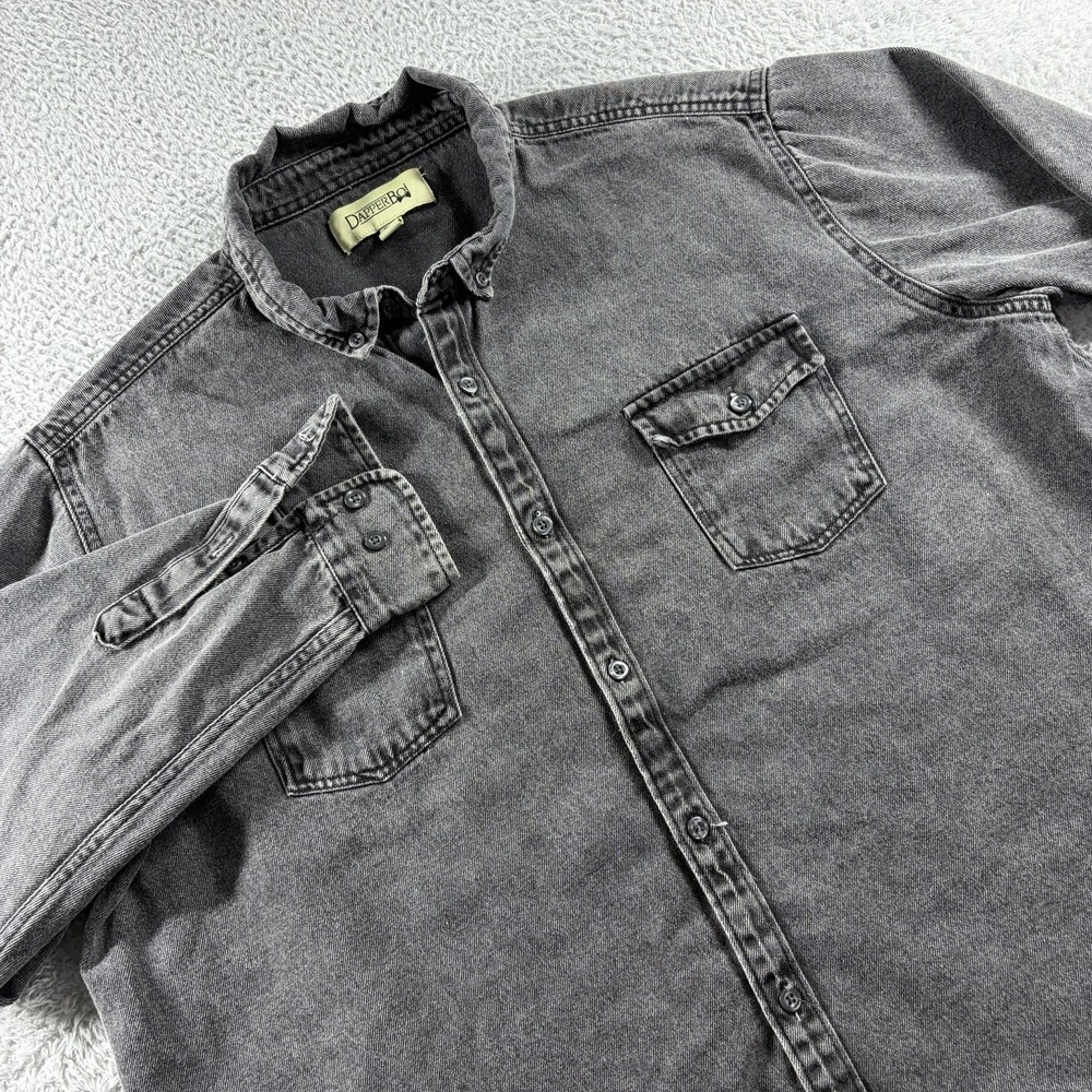 Dapper Boi‎ Black Chambray Button Up Shirt XXL 2x Androgynous Faded